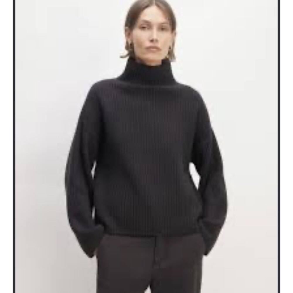 Everlane Women’s Sz L 100% Wool Funnel Sweater Chunky